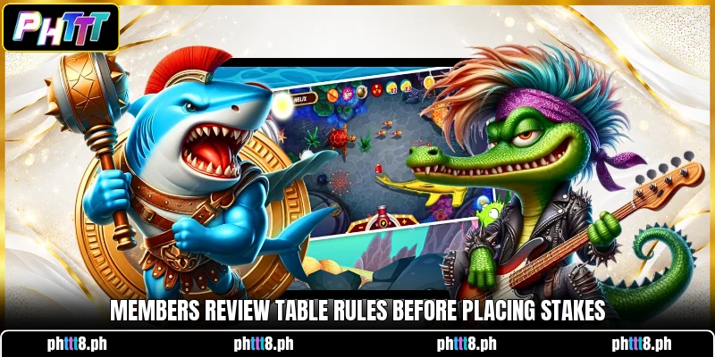 Members review table rules before placing stakes