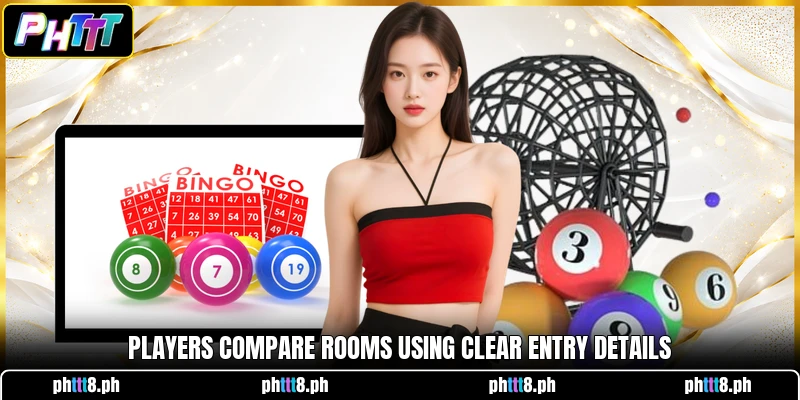 Players compare rooms using clear entry details