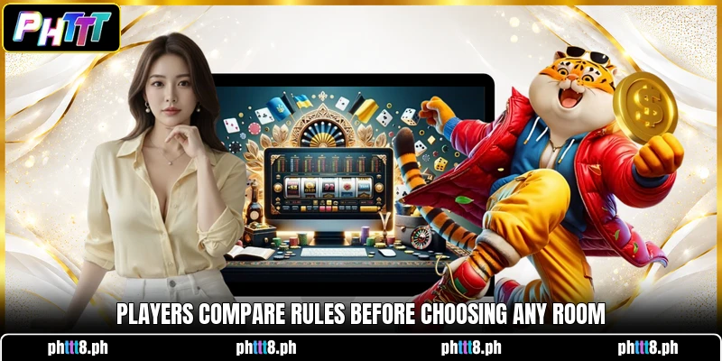 Players compare rules before choosing any room