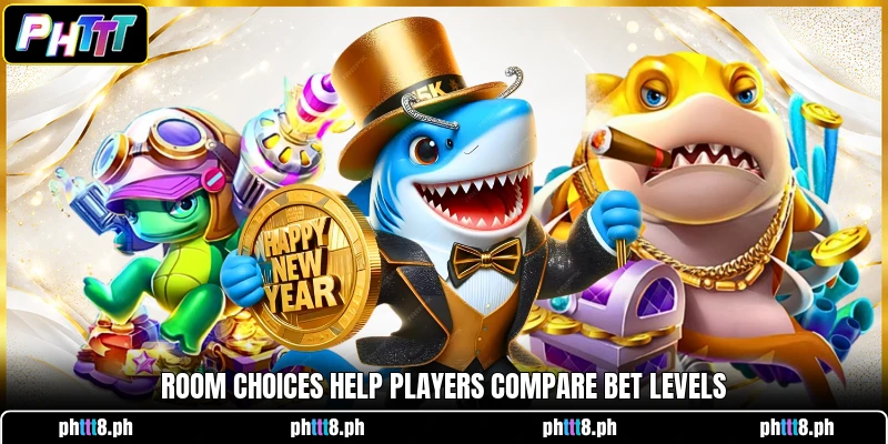 Room choices help players compare bet levels