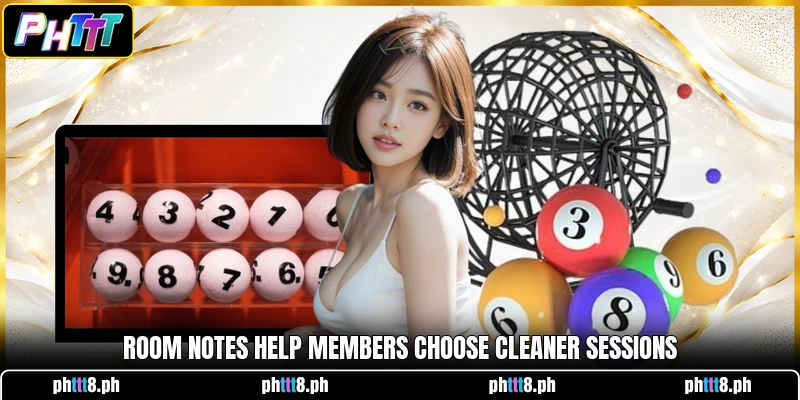 Room notes help members choose cleaner sessions