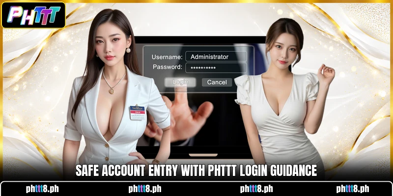 Safe account entry with PHTTT login guidance