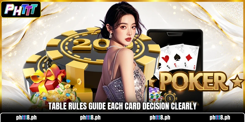 Table rules guide each card decision clearly